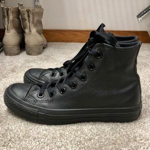 Leather high top converse